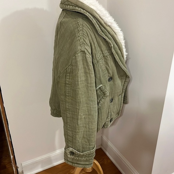 NWT  Free People Georgia Teddy Jacket size Large Green - Picture 5 of 16